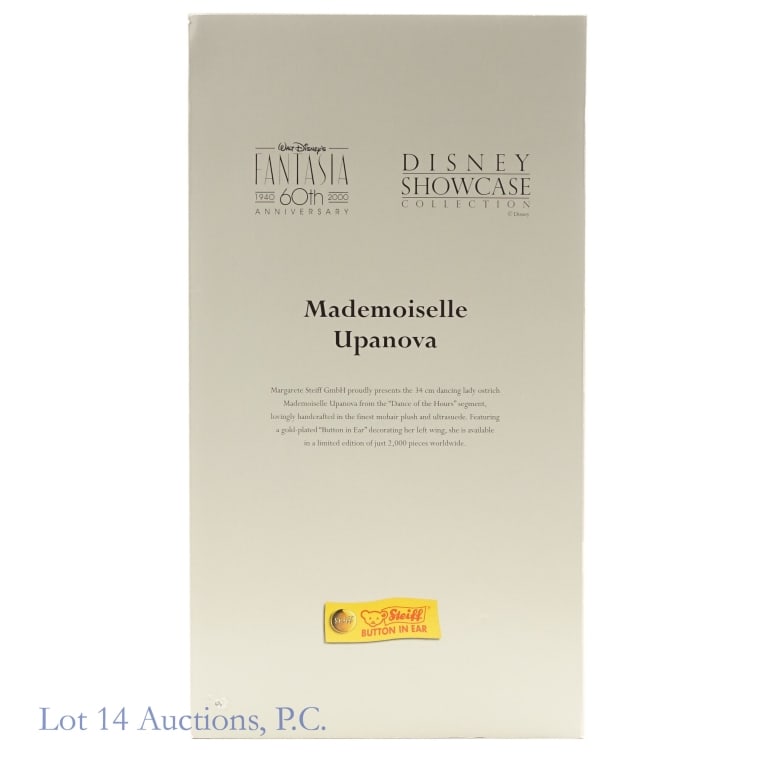 Steiff Fantasia Mme. Upanova, NIB #736/2000: Steiff Fantasia Madamoiselle Upanova, NIB #736/2000. Limited edition Steiff, "Button in Ear" Mademoiselle Upanova from the 1940 classic Disney film Fantasia. Item is complete in box with tags attached