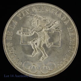 1968 Mexico Silver 25 Pesos Coin (CH BU)