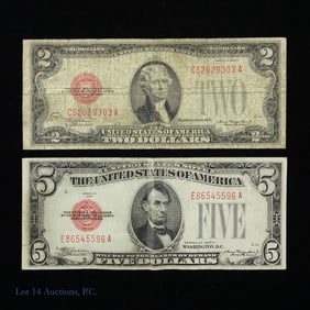 1928 USA $2 & $5 Legal Tender Notes (Red Seal) (2)