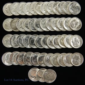 1954-S USA Silver Roosevelt Dimes Roll (CH BU)