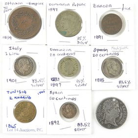 1813 - 1901 Silver & Copper World Coins (9)