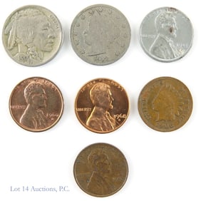 1906 - 1968 Various USA Cent & Nickels Coins (7)