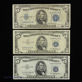 1934-1953 USA $5 Silver Certificates Blue Seal -3