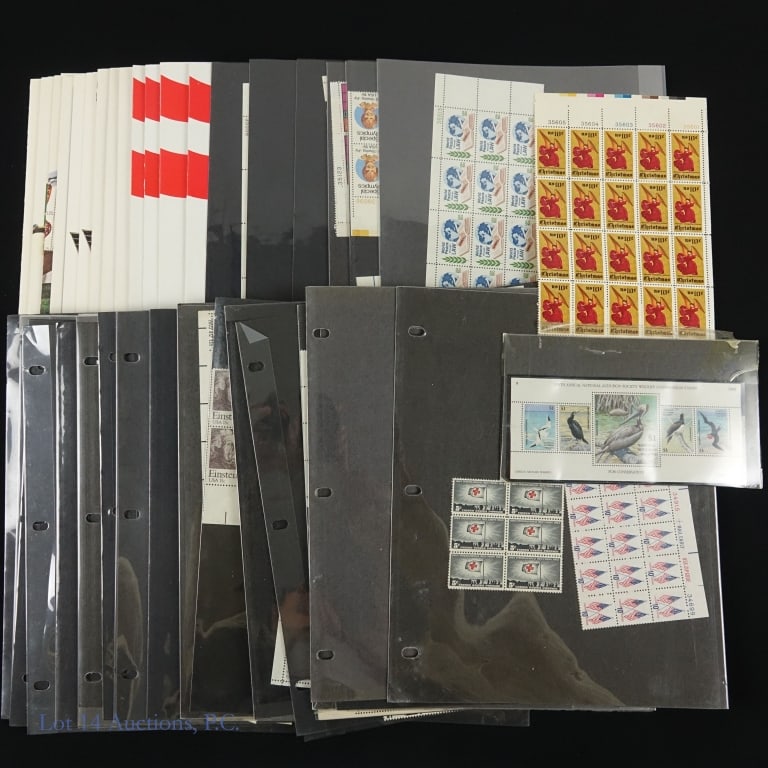 USA Postage Stamps Unused (+$75 Face Value): Value) Various modern mint state (unused) blocks of United States postage stamps with an estimated face value of at least $75 face value as follows: ---thirty-five (35) clear plastic postage stamp she