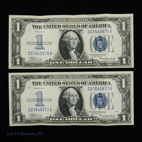1934 USA $1 Silver Cert w/ Consecutive S/Ns -2