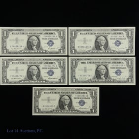 1957 USA $1 Silver Certificates - Blue Shield (5)
