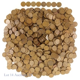 1940s - 1955s USA Lincoln Wheat Cents (1000+)