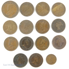 1882 - 1920 Canada & Australia Copper Cents (15)