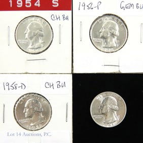1941 - 1958 USA Silver Washington 25c CH BU (4)