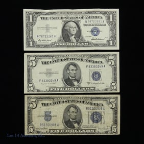 1934 - 1957 USA $1 & $5 Silver Cert. Blue Seal (3)