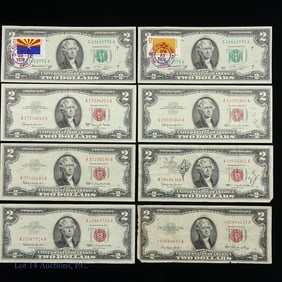 1953 - 1976 USA $2 Fed Reserve & Legal T Notes (8)