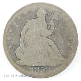 1858 USA Silver Liberty Seated Half Dollar (G)