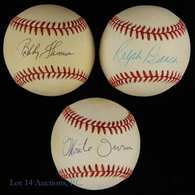 Ralph Branca, Bobby Thomson, & Monte Irvin Signed Baseballs (3)