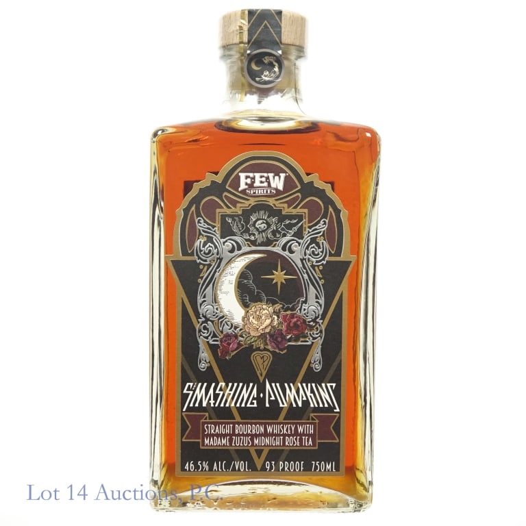 FEW Spirits Smashing Pumpkins Bourbon: FEW Spirits Smashing Pumpkins Bourbon, 93 Proof, 750 ml, with Madame Zuzus midnight rose tea.