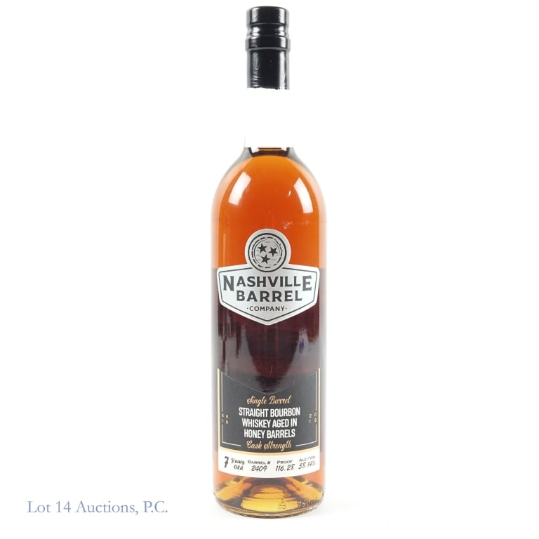 Nashville Barrel Company 7 Yr SB Bourbon: Nashville Barrel Company 7 Year Single Barrel Cask Strength Bourbon aged in honey barrels, 116.28 Proof, 750 ml, , Barrel #2409.