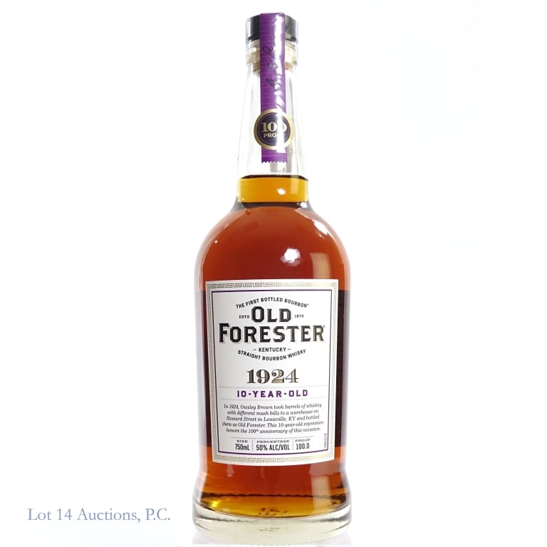 Old Forester 10 Year 1924 Bourbon: Old Forester 10 Year 1924 Bourbon, 100 Proof, 750 ml.