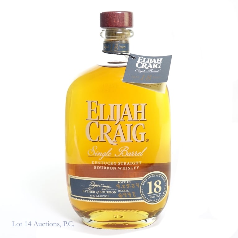 Elijah Craig 18 Year Single Barrel Bourbon (2024): Elijah Craig 18 Year Single Barrel Bourbon (2024), 90 Proof, Bottled: 9-25-24, Barrel #6992.