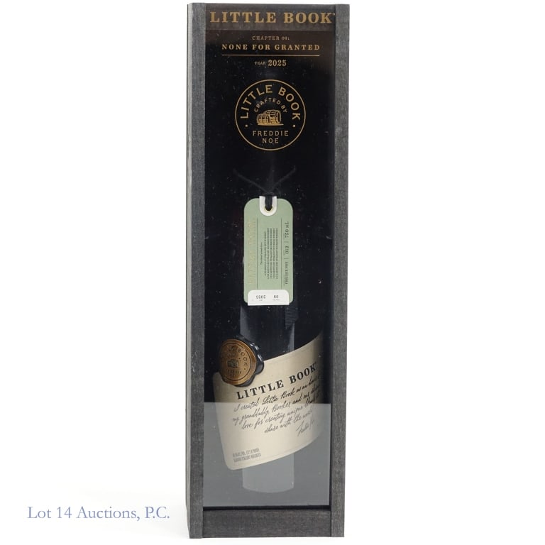 Little Book Bourbon (2025, Ch 9: None For Granted): 2025 Little Book Blended Bourbon, 121.8 Proof, 750 ml, Chapter 9: None For Granted, Recipe: 12. Wooden box and plastic cover included.