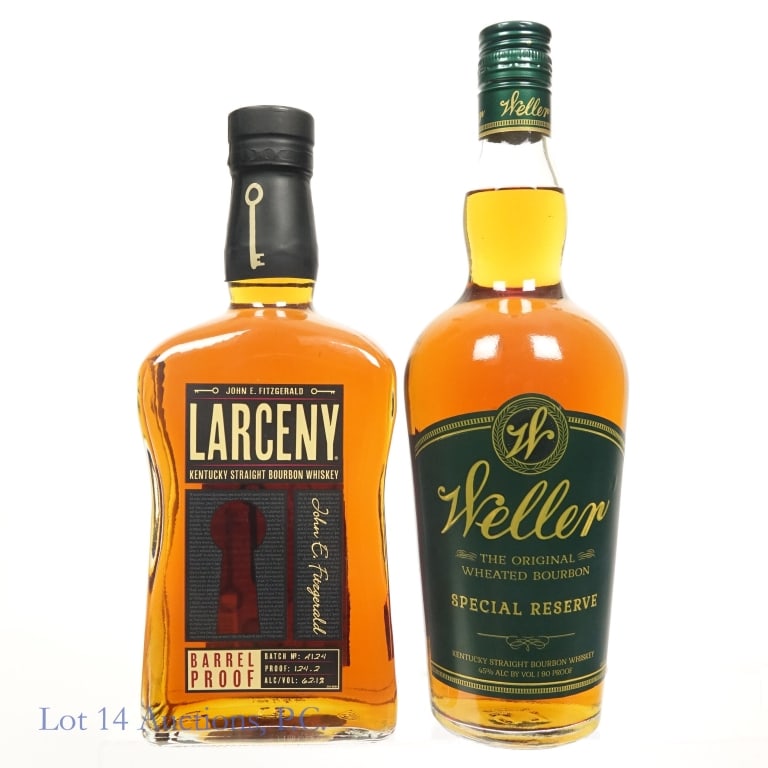 Weller Special Reserve, Larceny Bourbon (2): 1 - Weller Special Reserve Bourbon (2025), 90 Proof, 750 ml. 2 - Larceny Barrel Proof Bourbon, 124.2 Proof, 750 ml, Batch #A124.