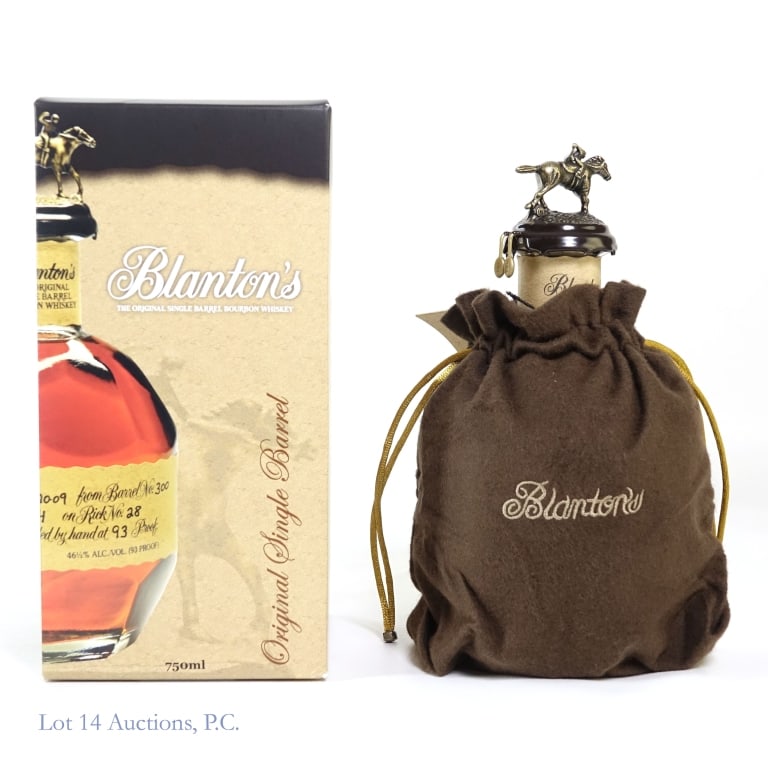 Blanton's Single Barrel Bourbon Store Pick "O": Blanton's Single Barrel Bourbon, 93 Proof, 750 ml, Sazerac Discount Liquors Barrel #230 Private Selection, Letter O, Dump Date: 09-22-23, Barrel #230, Bottle #268. Pick sticker wrinkled. Box and bag i
