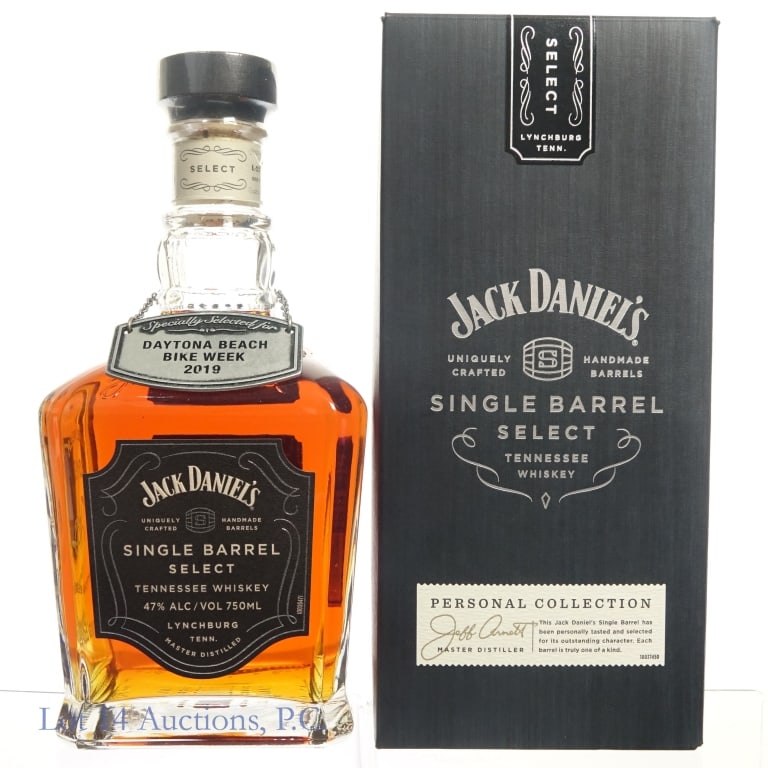 Jack Daniel's 73rd Bike Week SB Tenn. Whiskey: Jack Daniel's Single Barrel Tennessee Whiskey (2019), 94 Proof, 750 ml, 73rd Daytona Beach Bike Week 2019 Private Selection, Bottled: 1-3-19, Barrel #19-00063, Bottle includes a 73rd Anniversary Bike 