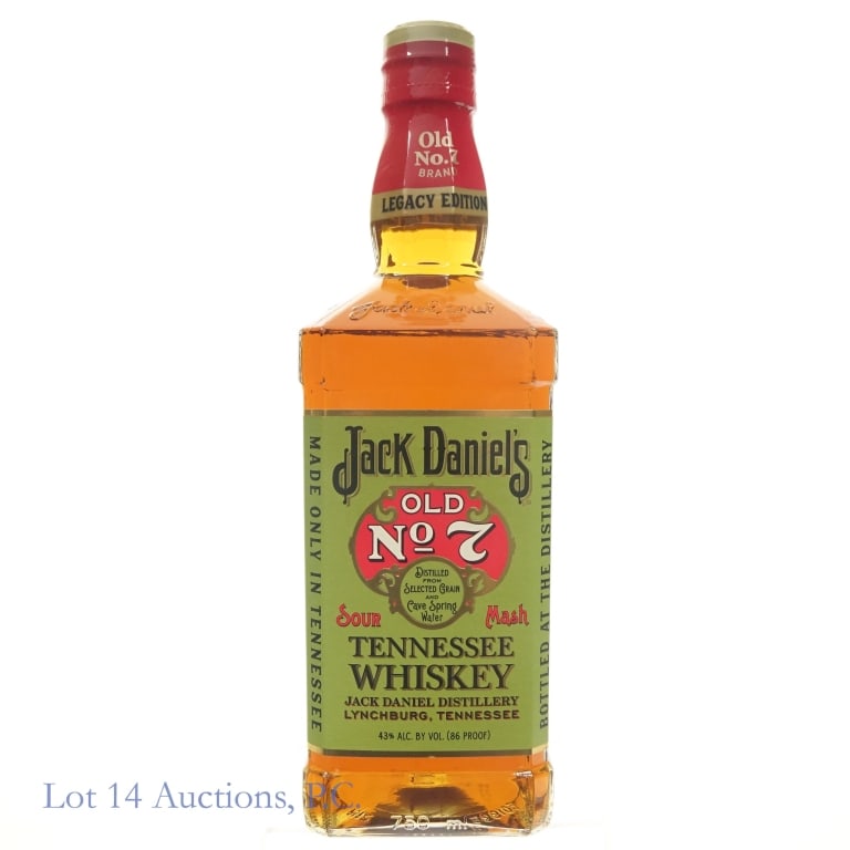 Jack Daniel's Legacy Edition Tenn. Whiskey: Jack Daniel's Legacy Edition Tennessee Whiskey, 86 Proof, 750 ml, Bottle #815790. Small nicks on upper and lower front label. Original box included.