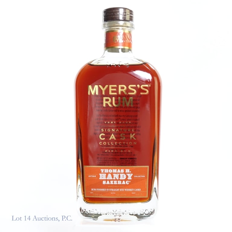 Myers's Signature Cask Thomas H. Handy Rum (2025): 2025 Myers's Signature Cask Collection Antique Thomas H. Handy (BTAC) Sazerac Collection Rum finished in Kentucky Straight Bourbon Whiskey Casks. 750ml, 84.5 proof.