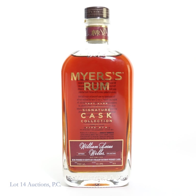 Myers's Signature Cask William Weller Rum (2025): 2025 Myers's Signature Cask Collection Antique William Larue Weller Collection Rum finished in Kentucky Straight Bourbon Whiskey Casks. 750ml, 83 proof.