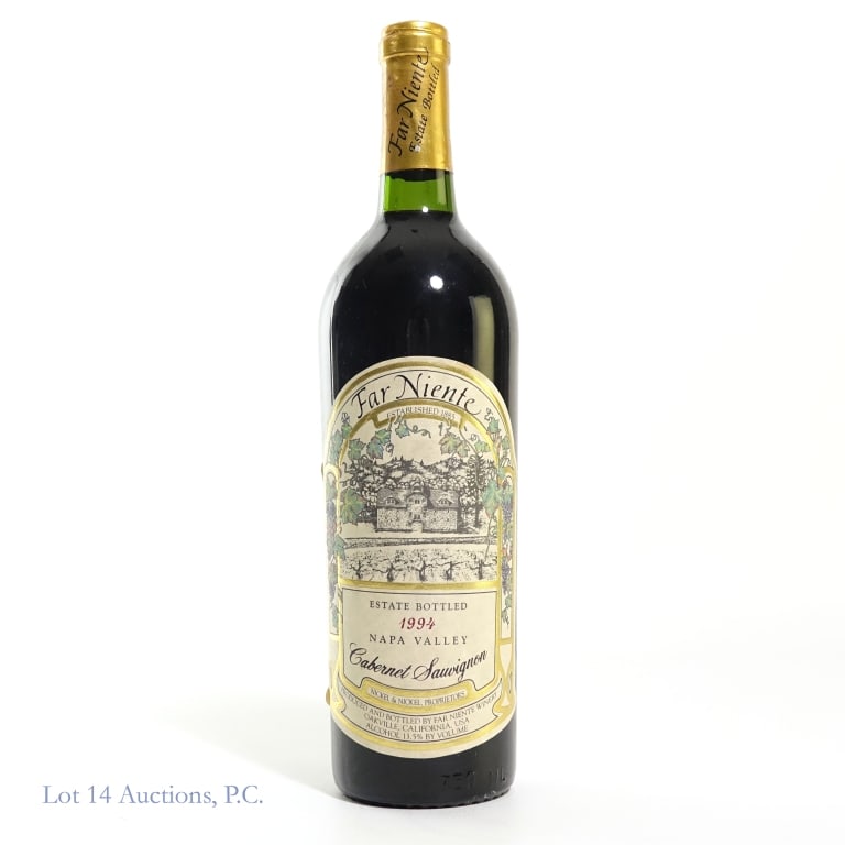 1994 Far Niente Cabernet Sauvignon: One bottle of Cabernet Sauvignon, bottled in 1994 by Far Niente Winery in Oakville, California. 13.5% ABV. See photos for any label / capsule damage, condition, and details.