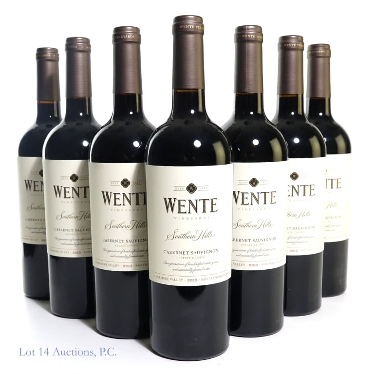 2013 Wente Southern Hills Cabernet Sauvignon (7): Seven (7) bottles of 2013 Wente Southern Hills Cabernet Sauvignon, Estate Grown, Livermore Valley / San Francisco Bay, 13.5%abv, 750ml (Wine-Searcher 87/100).