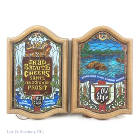 Heileman's Old Style "Stained Glass" Light Up Signs (2)*