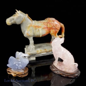 Onyx (?) Animal Figurines (3)