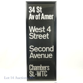 NYC WTC Subway Roll Sign, Framed, LOCAL ONLY