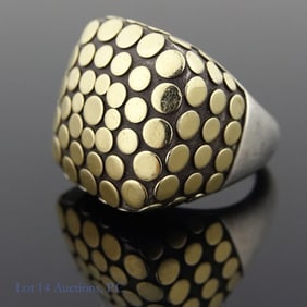 John Hardy 18k Gold Sterling Silver Dot Ring