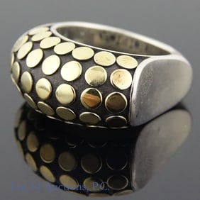 John Hardy 18k Gold Sterling Silver Dot Dome Ring