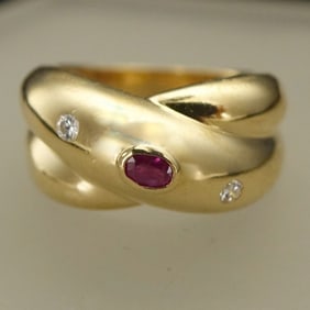 Cartier 18k Y Gold X Ring