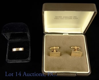 14k Gold Men's Ring & G.F. Cuff Links