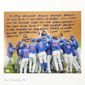 Pat Hughes Signed World Series Win 16" x 20" JSA