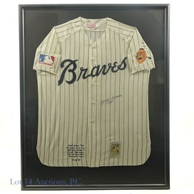 Hank Aaron "755" Signed Framed Jersey COA - LOCAL