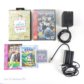 SEGA Games (3), Power Supply, & Adapter