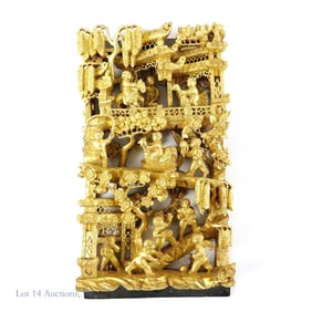Hand Carved Gilt Wood Panel - China