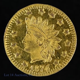 1874 USA Round 50 Cent Cal Gold (*GEM P/L)