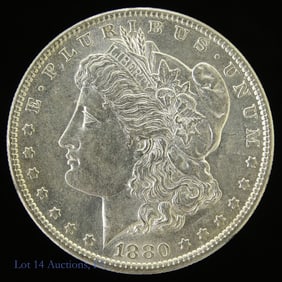 1880-O USA 90% - Silver Morgan Dollar (*MS63+)