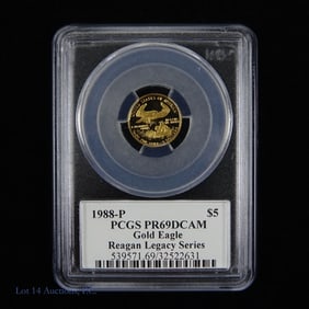 1988-P USA 91% Gold Eagle $5 (PCGS - PF69 DCAM)
