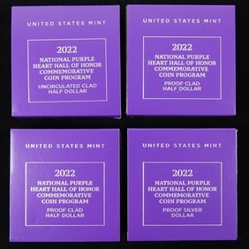2022 USA Silver & Clad Purple Heart Comm. Coins -4
