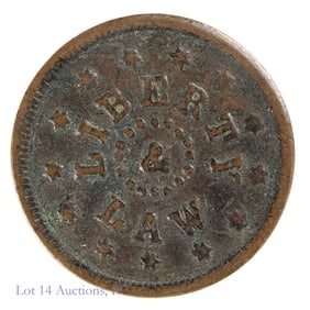 1860s USA Liberty & Law Columbia City IN Token