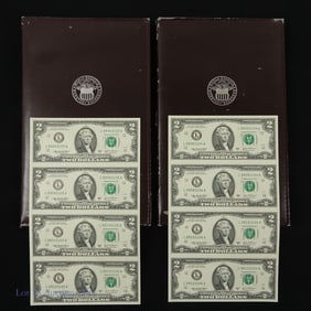Uncut 2003-A $2 Fed Res Notes (2 Sheets / 8 Notes)