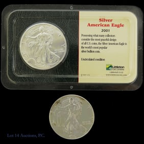 American 99.9% Silver Eagles $1 Bullion Coins (2)