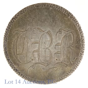 Vintage Silver Liberty Seated 50c "T.B.R." Button