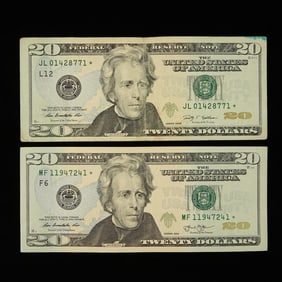 2009 & 2013 $20 Fed. Reserve "Star" Notes (AU+) -2